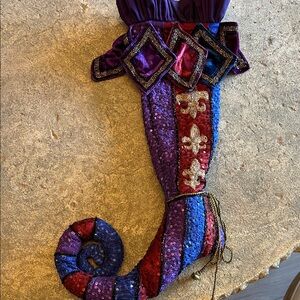 Colorful Sequin Stocking with Fleur-de-Lis